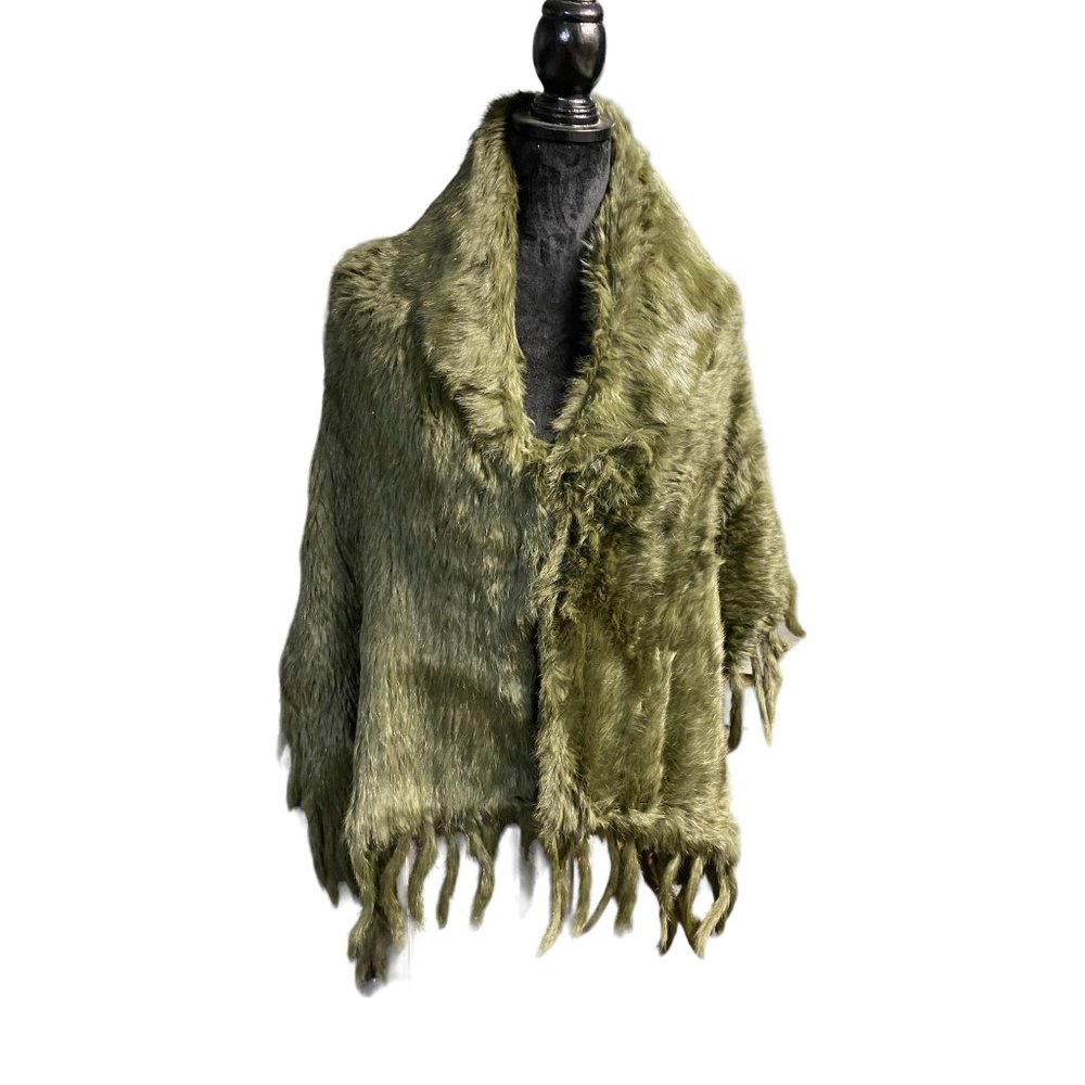 Nwt Rabbit Fur "Grass" Green Shawl SIze Small